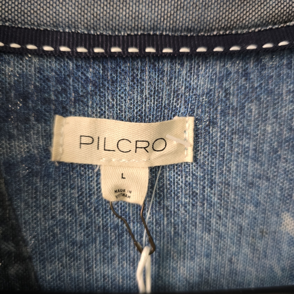 Pilcro Sequin Denim Patchwork Print Blue Top NWT - image 5